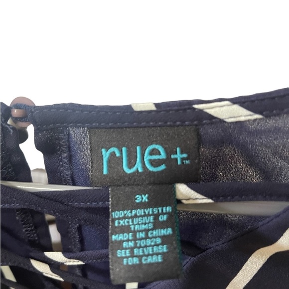 Size 3X Rue + blue and white blouse - Picture 5 of 6